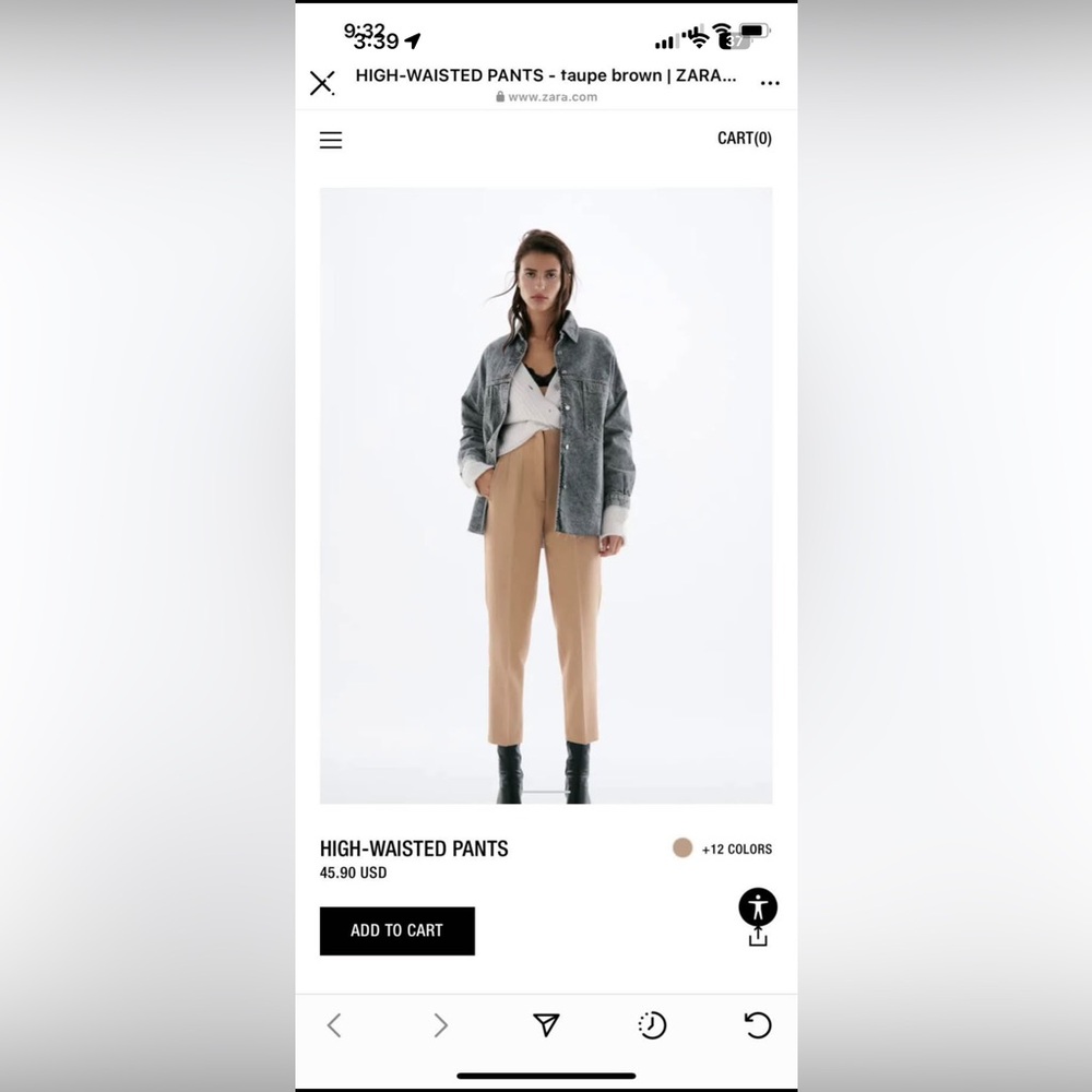 Zara Tailored High-Rise Trousers in Taupe Brown